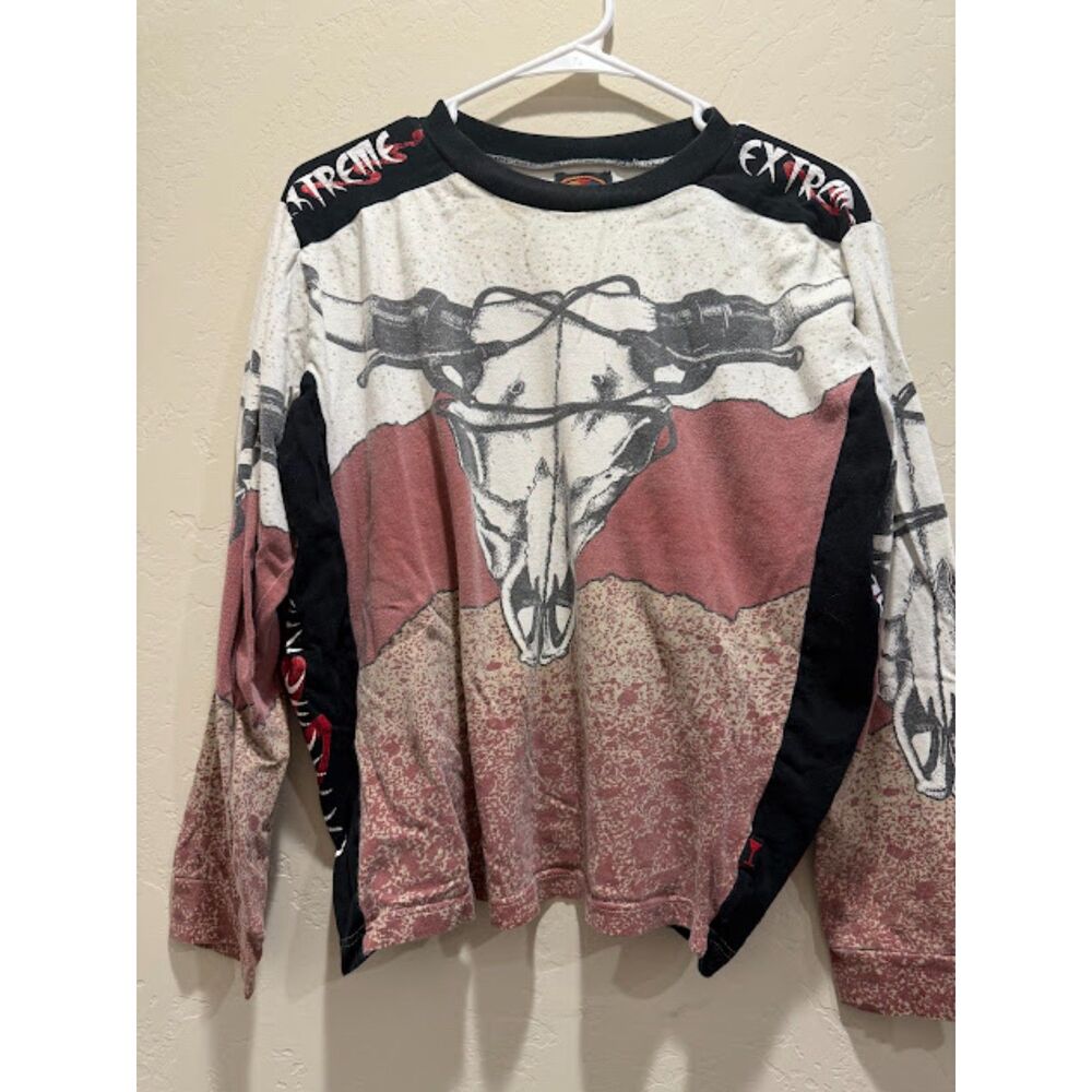 Martini Ranch Double Sided Western Shirt Adult Small Rust Red Skull Long Sleeve